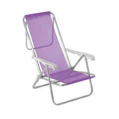 CADEIRA PRAIA RECLINAVEL LILAS 8 POSICOES ALUMINIO MOR