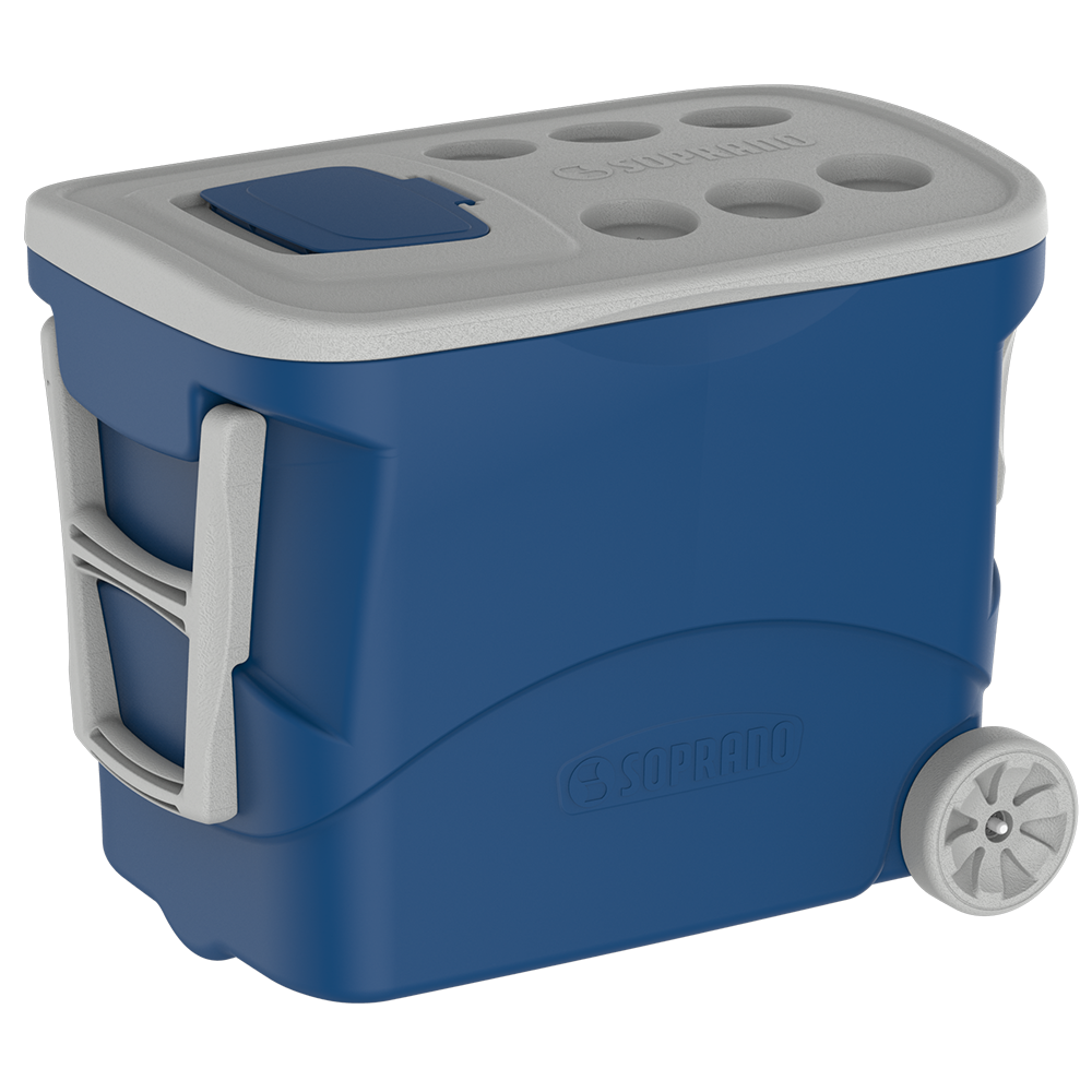 CAIXA TERMICA 50LT C/ RODINHA AZUL SOPRANO