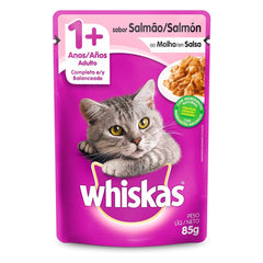 WHISKAS SACHE GATOS ADULTO 1+ SALMAO AO MOLHO 85G