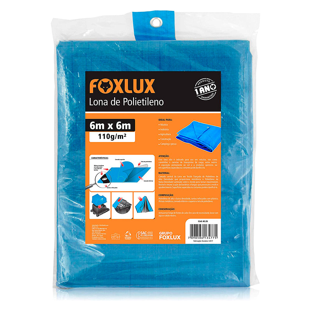 LONA DE POLIETILENO AZUL 6MX6M FOXLUX