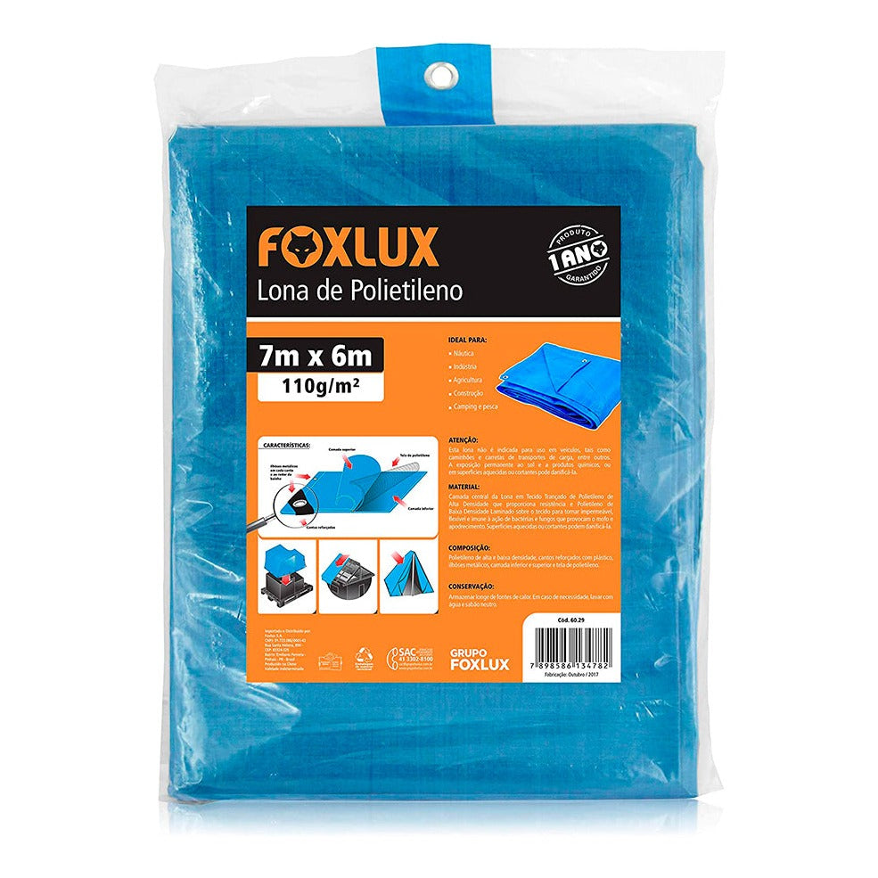 LONA DE POLIETILENO AZUL 7MX6M FOXLUX