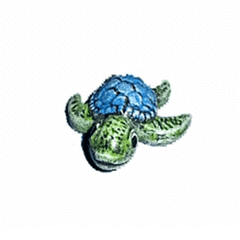 ENFEITE AQUARIO CERAMICA TARTARUGA MARINHA DECORADA