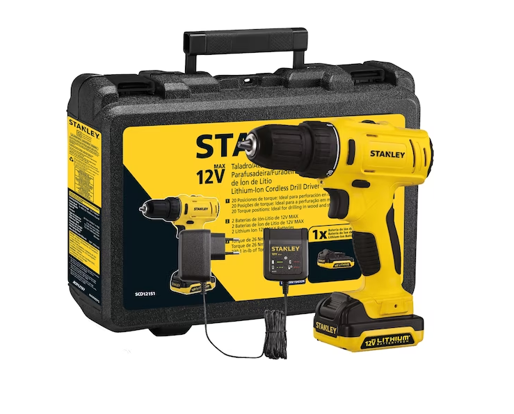 PARAFUSADEIRA/FURADEIRA 12V C/ BATERIA BIV SCD121S1BR STANLEY