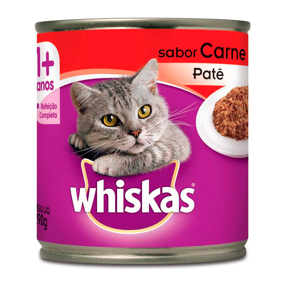 WHISKAS LATA GATOS ADULTO 1+ CARNE EM PATE 290G