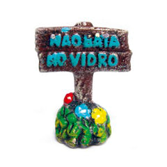 ENFEITE AQUARIO CERAMICA PLACA N.B. VIDRO DECORADA T-81D