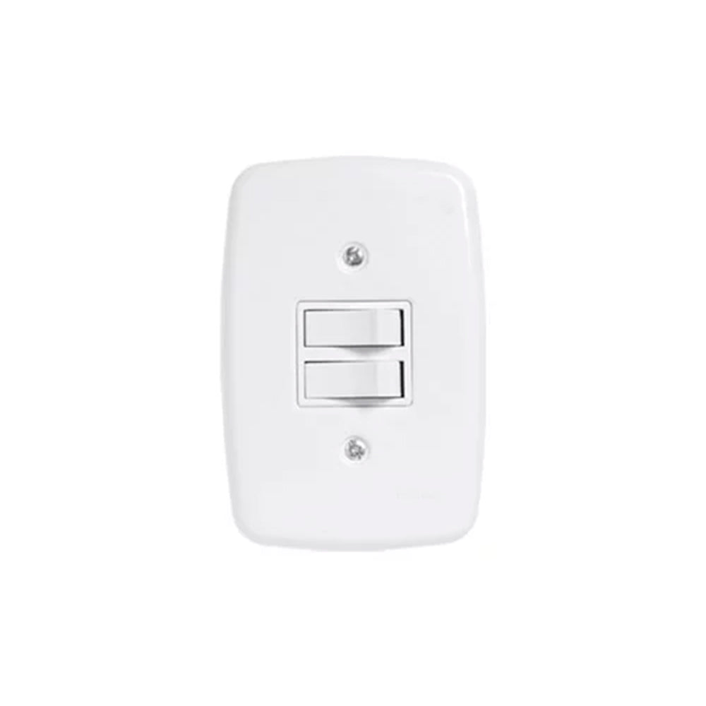INTERRUPTOR 2 TECLAS SIMPLES 10A/250V C/ PLACA IDEALE BRANCA REF 3202 PLUZIE