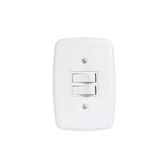 INTERRUPTOR 2 TECLAS SIMPLES 10A/250V C/ PLACA IDEALE BRANCA REF 3202 PLUZIE