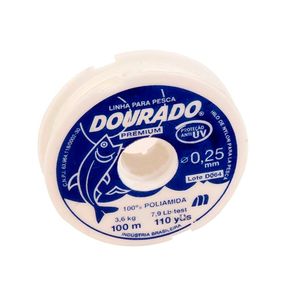 LINHA PESCA 025 100M BRANCA DOURADO