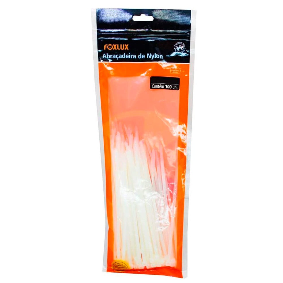 ABRACADEIRA NYLON 380MM X 4,8 BRANCA FOXLUX 1 UN