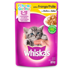 WHISKAS SACHE GATOS FILHOTE 2-12 MESES FRANGO AO MOLHO 85G