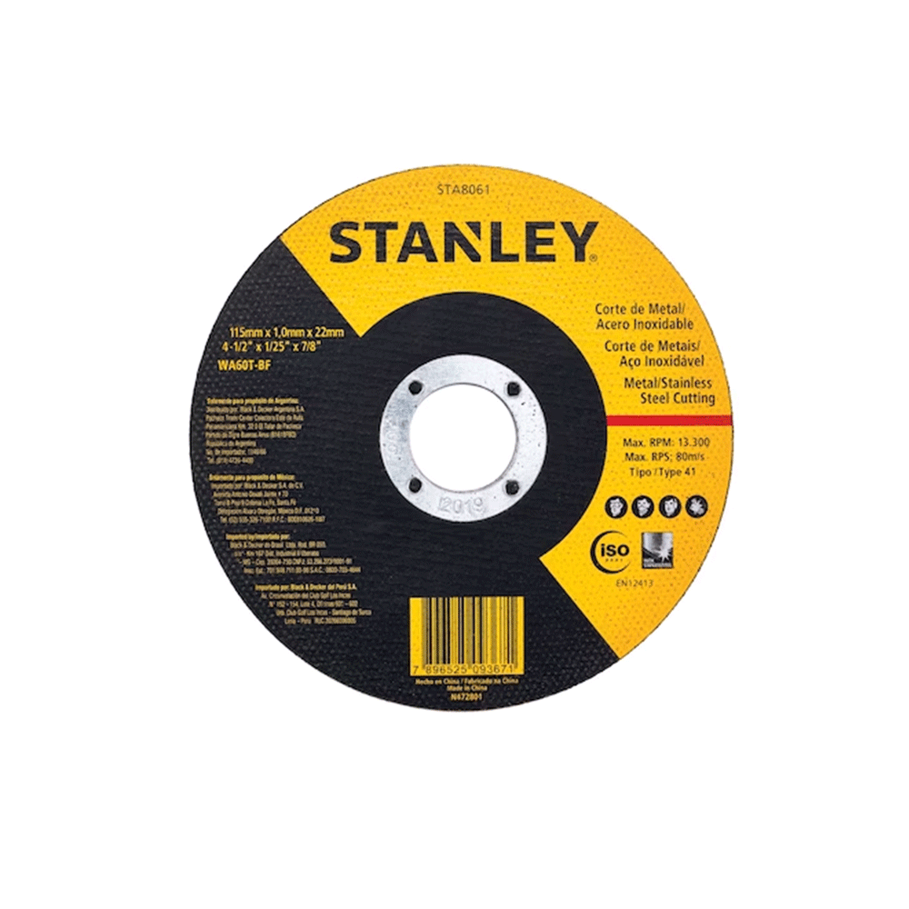 DISCO CORTE 4 1/2X1,0 STANLEY