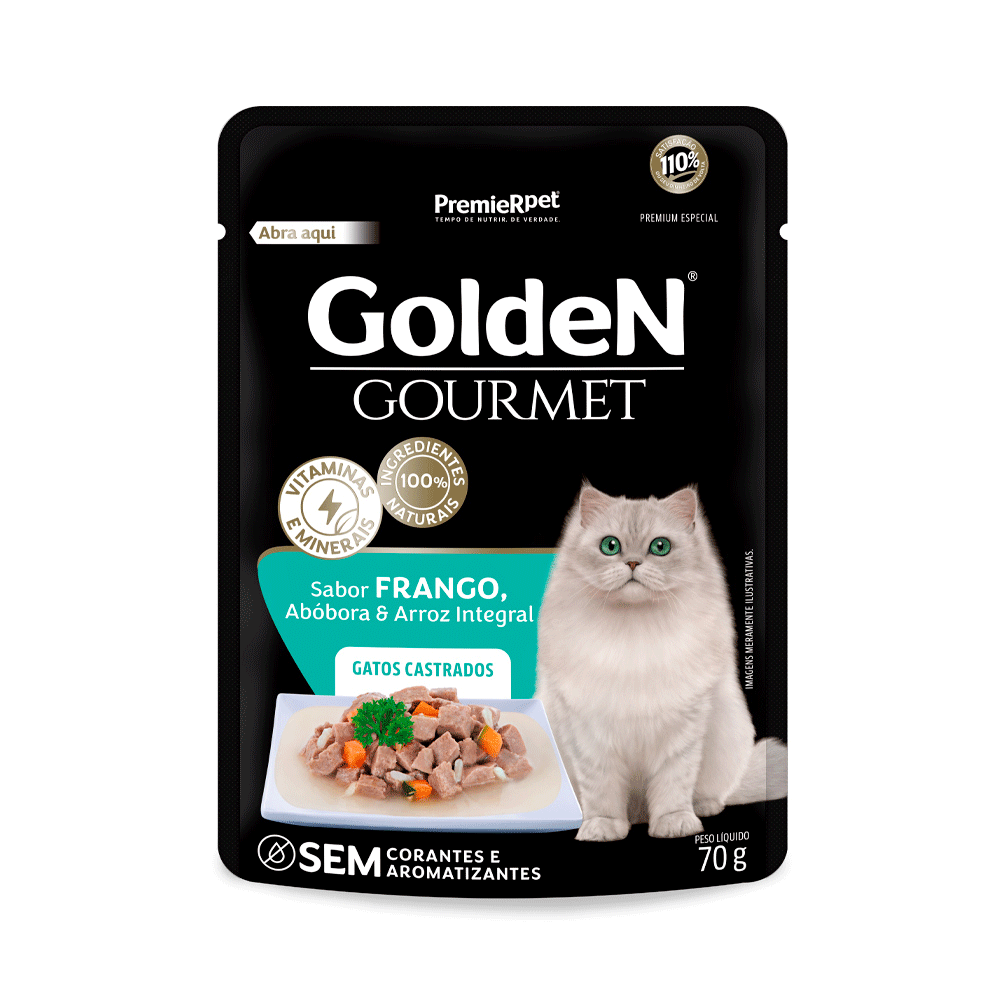 GOLDEN GOURMET GATOS ADULTOS CASTRADOS FRANGO 70G