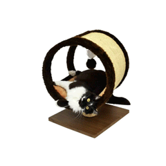 ARRANHADOR RING C/ BASE MADEIRA, PELUCIA E SISAL 38X36X52 CM