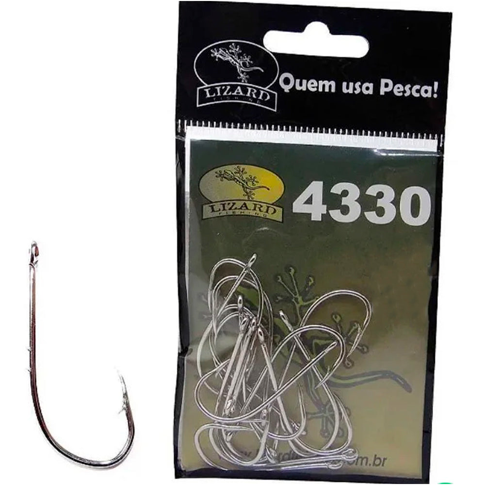 ANZOL 4330 TAM 2/0 - CRT 15 PÇ AÇO CARBONO C/ ACABAMENTO NICKEL LIZARD FISHING