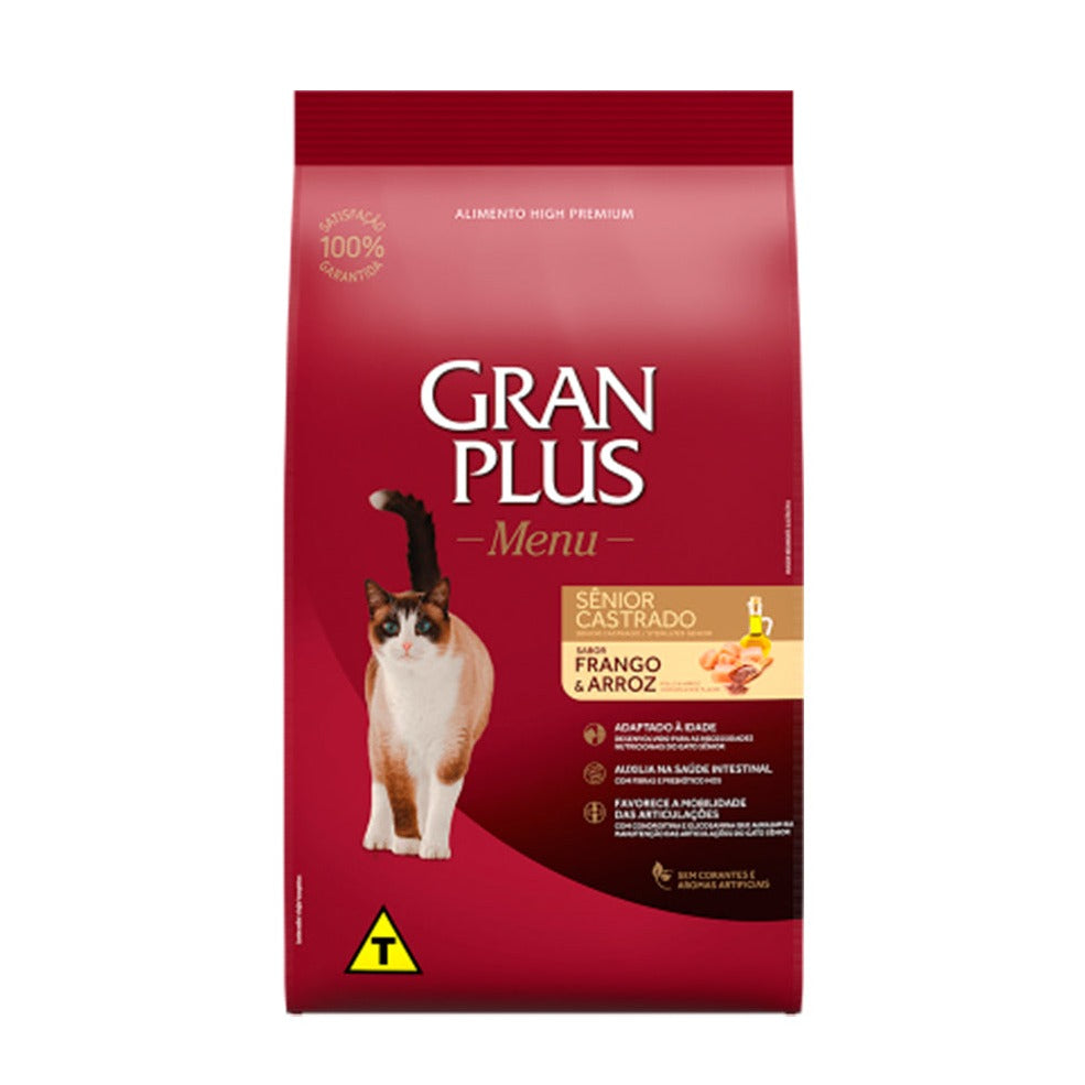 GRANPLUS MENU GATO SENIOR CASTRADO FRANGO/ARROZ PCT 3KG