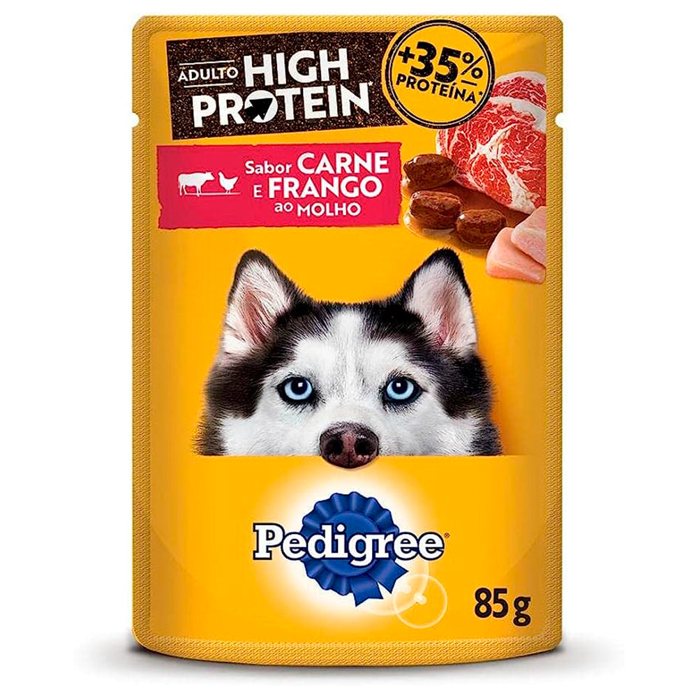 PEDIGREE SACHE HIGH PROTEIN 85GRG ADULTO CARNE E FRANGO AO MOLHO 85GR