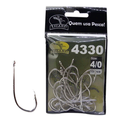 ANZOL 4330 TAM 4 - CRT 15 PÇ AÇO CARBONO C/ ACABAMENTO NICKEL LIZARD FISHING