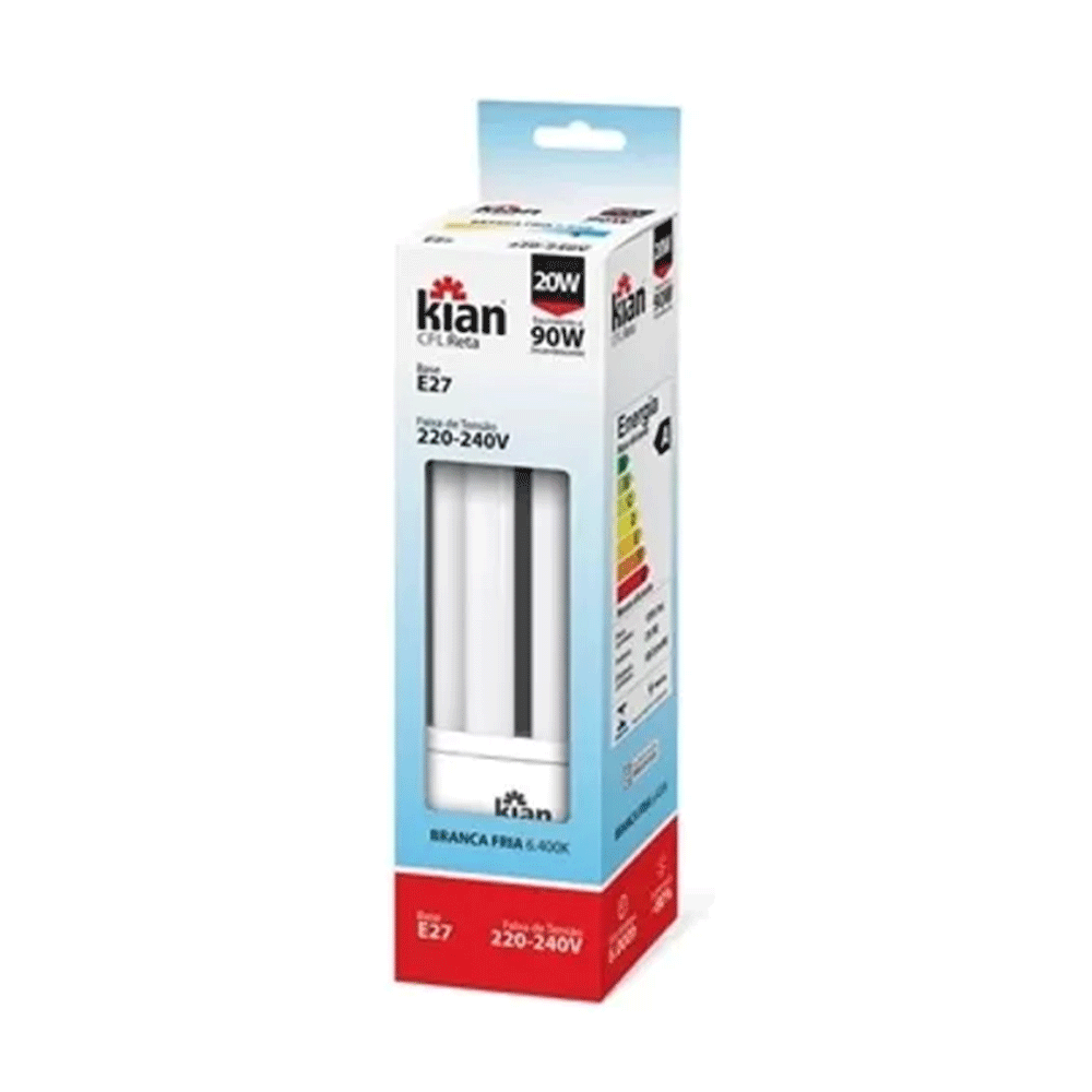 LAMPADA CFL ESPIRAL 20W BASE E27 BRANCA FRIA 110-130V KIAN