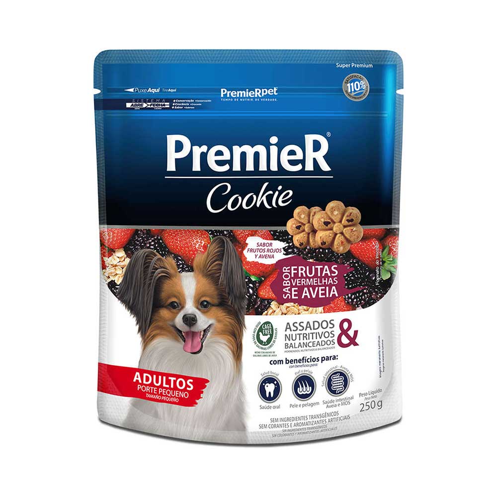 PREMIER COOKIE CAES AD R.P FRUTAS VERMELHAS 250G
