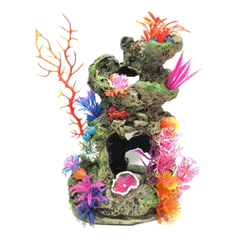 ENFEITE AQUARIO CERAMICA CORAL COLORIDO 12X 20 CM