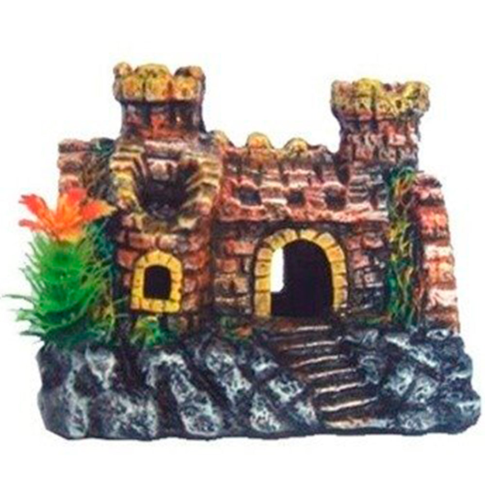 ENFEITE AQUARIO CERAMICA CASTELO MEDIO DECORADO T-46D