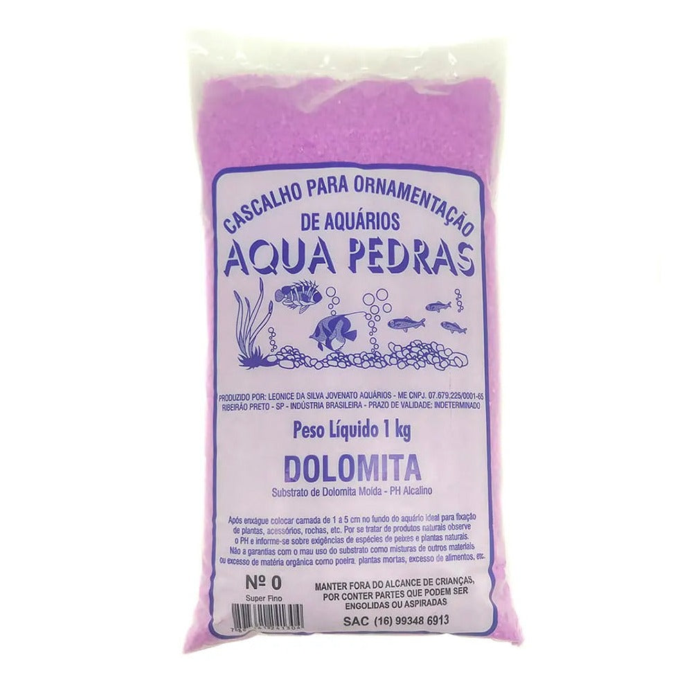 AREIA ORNAMENTAL P/ AQUARIOS AQUA PEDRAS DOLOMITA Nº 0 LILAS 1 KG