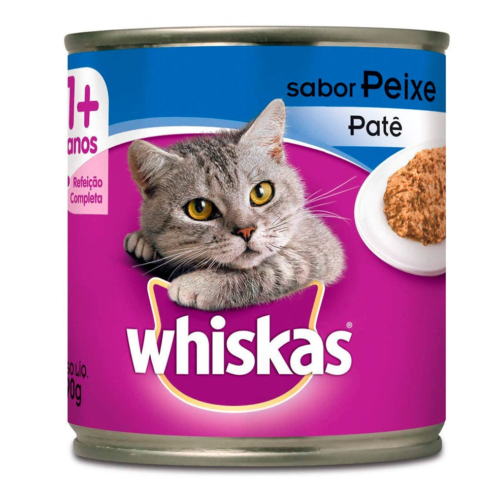 WHISKAS LATA GATOS ADULTO 1+ PEIXE EM PATE 290G