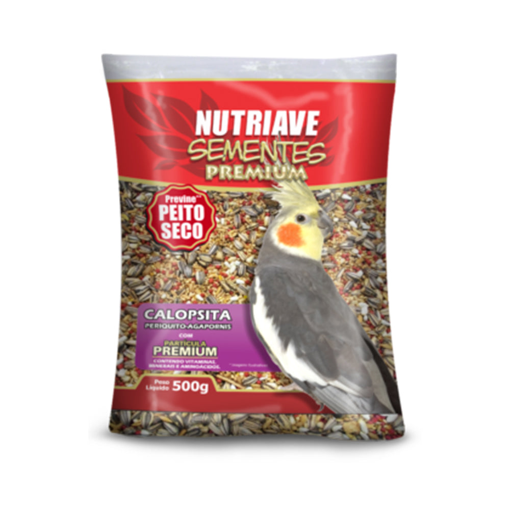 SEMENTES PREMIUM CALOPSITA PERIQUITO AGAPORNIS NUTRIAVE 500G