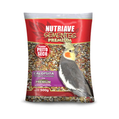 SEMENTES PREMIUM CALOPSITA PERIQUITO AGAPORNIS NUTRIAVE 500G
