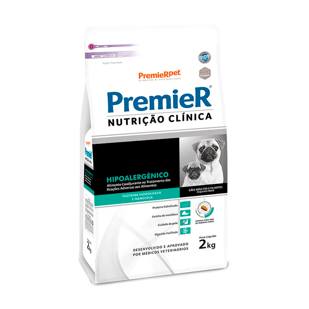 PREMIER NUTRICAO CLINICA CAES HIPOALERGENICO PROTEINA HIDROLISADA E MANDIOCA PEQUENO PORTE 2,0KG