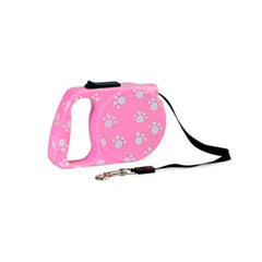 GUIA RETRATIL PATINHAS ROSA C/ 3 METROS SUPORTA ATE 10KG