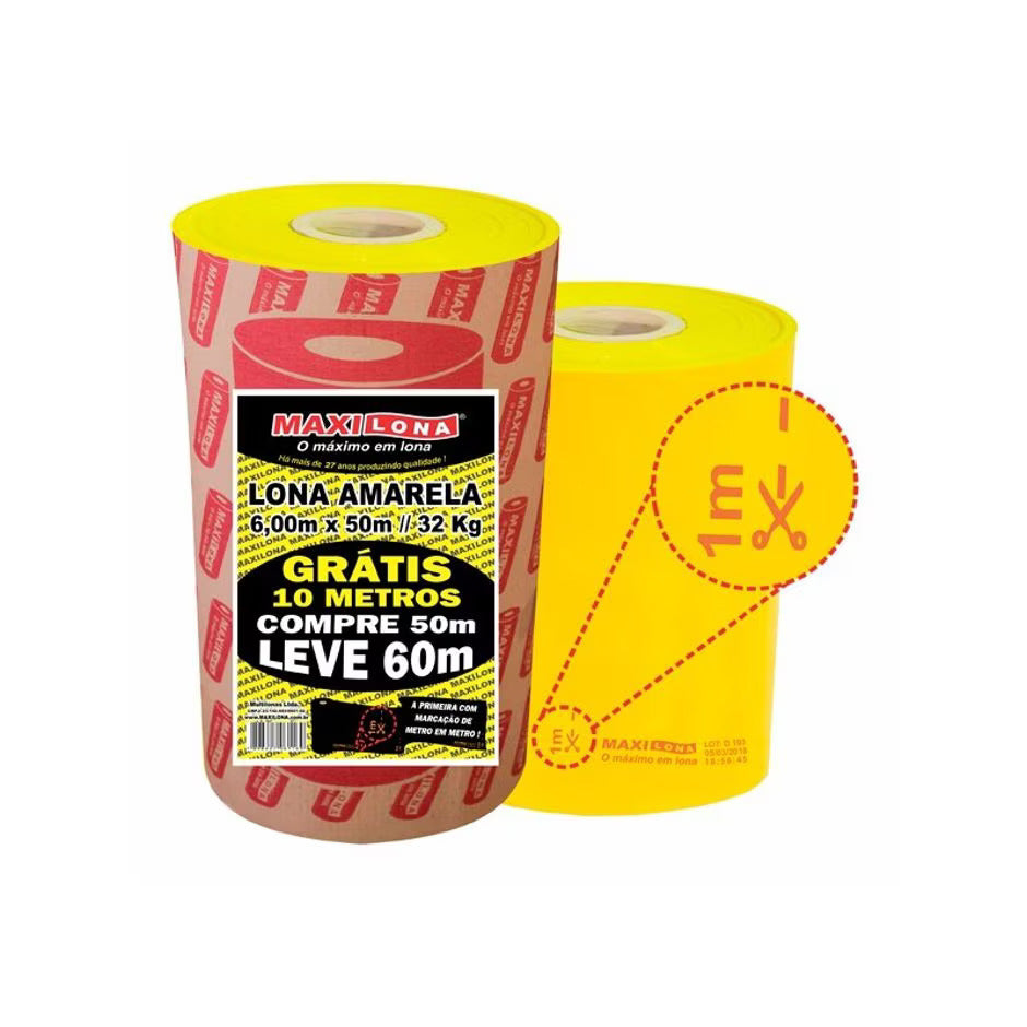 LONA AMARELA 6X50MT 32 KG 150 MICRAS