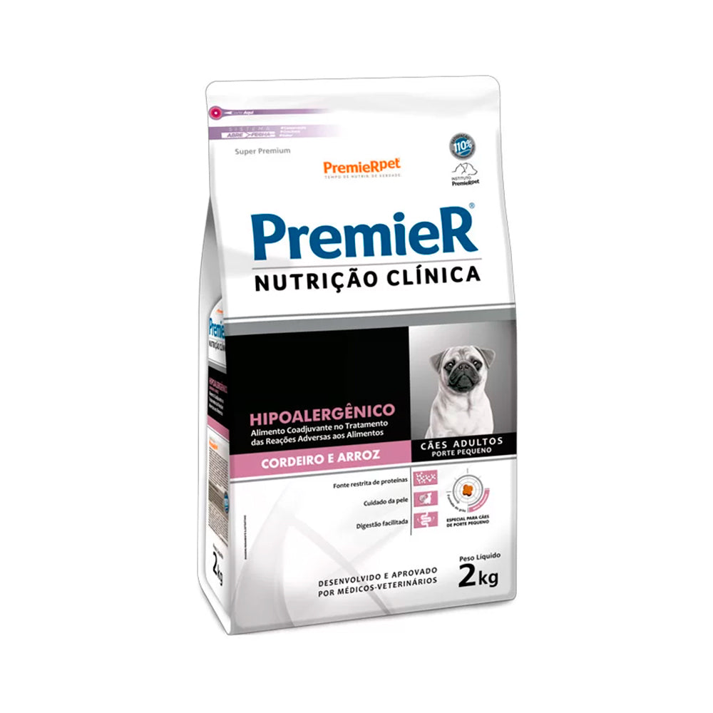 PREMIER NUTRICAO CLINICA CAES HIPOALERGENICO CORDEIRO E ARROZ PEQUENO PORTE 2,0KG