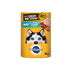 PEDIGRE SACHE HIGH PROTEIN 85GRG ADULTO PORCO E CARNE AO MOLHO 85GR