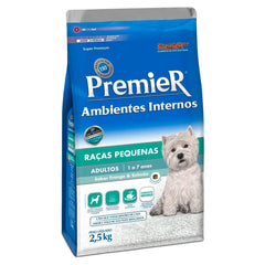 PREMIER AMBIENTES INTERNOS CAES ADULTOS RACAS PEQUENAS FRANGO/SALMAO 2,5KG