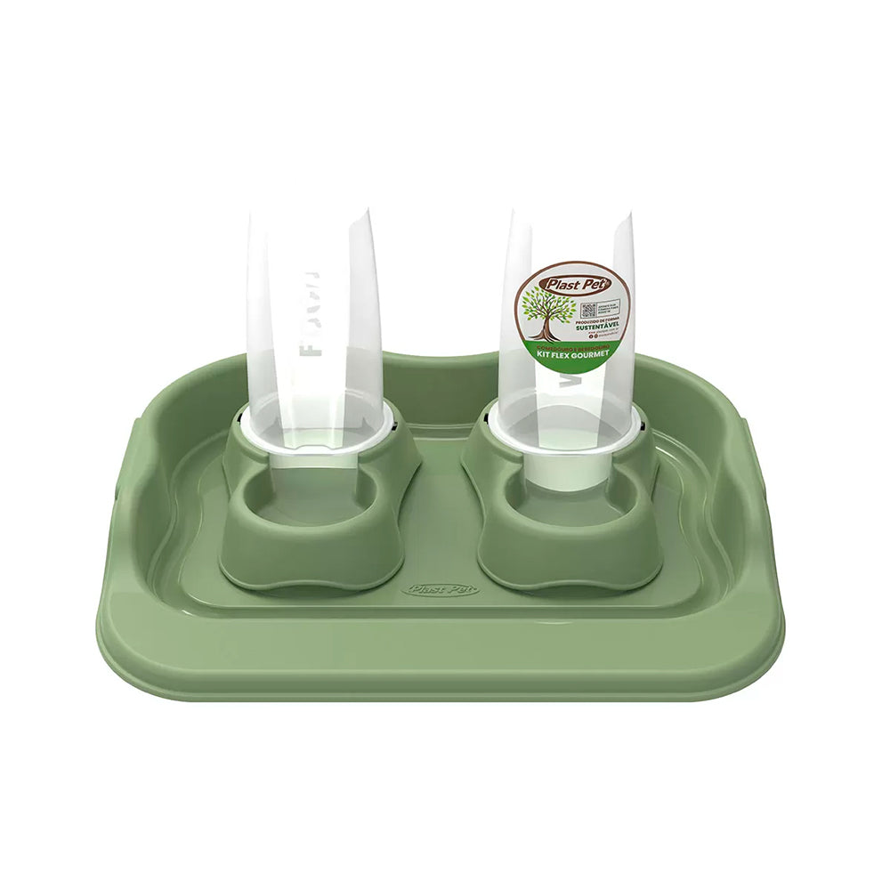 ECO BEBEDOURO E COMEDOURO FLEX GOURMET 1500ML VERDE
