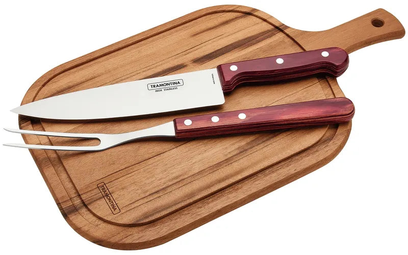 CONJUNTO DE CHURRASCO 3 PECAS 21198/714 (TABUA/GARFO/ FACA) TRAMONTINA
