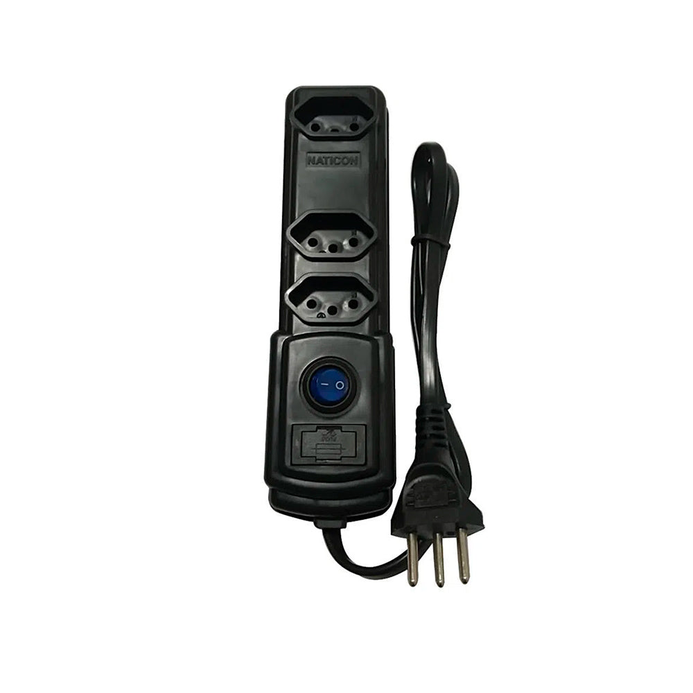 FILTRO LINHA 3 TOMADAS BIVOLT C/ FUSIVEL NATICON