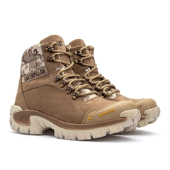 BOTA CAT NOBUCK CREME C/ DETALHE CAMUFLADO REF 2064 CATERPILLAR N39