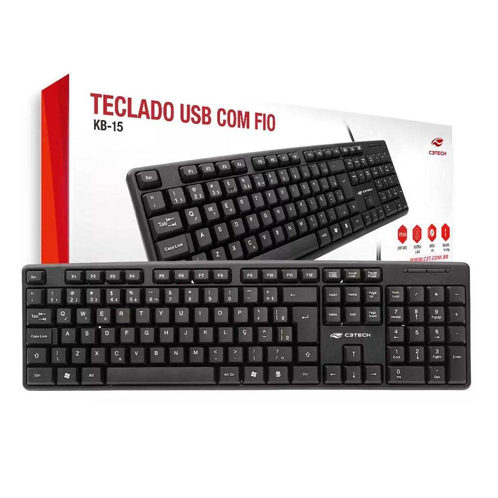 TECLADO ABNT USB PRETO KB15BK