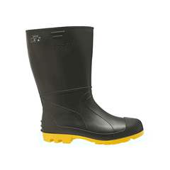 BOTA VULCABRAS PRETA SOLA AMARELA BORRACHA CANO MEDIO S/ FORRO N34/35