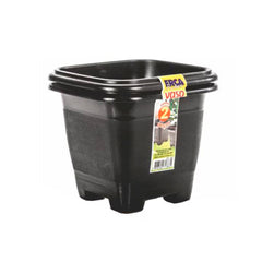 VASO PLASTICO QUADRADO 11 CM C/ 2 UNDS PRETO