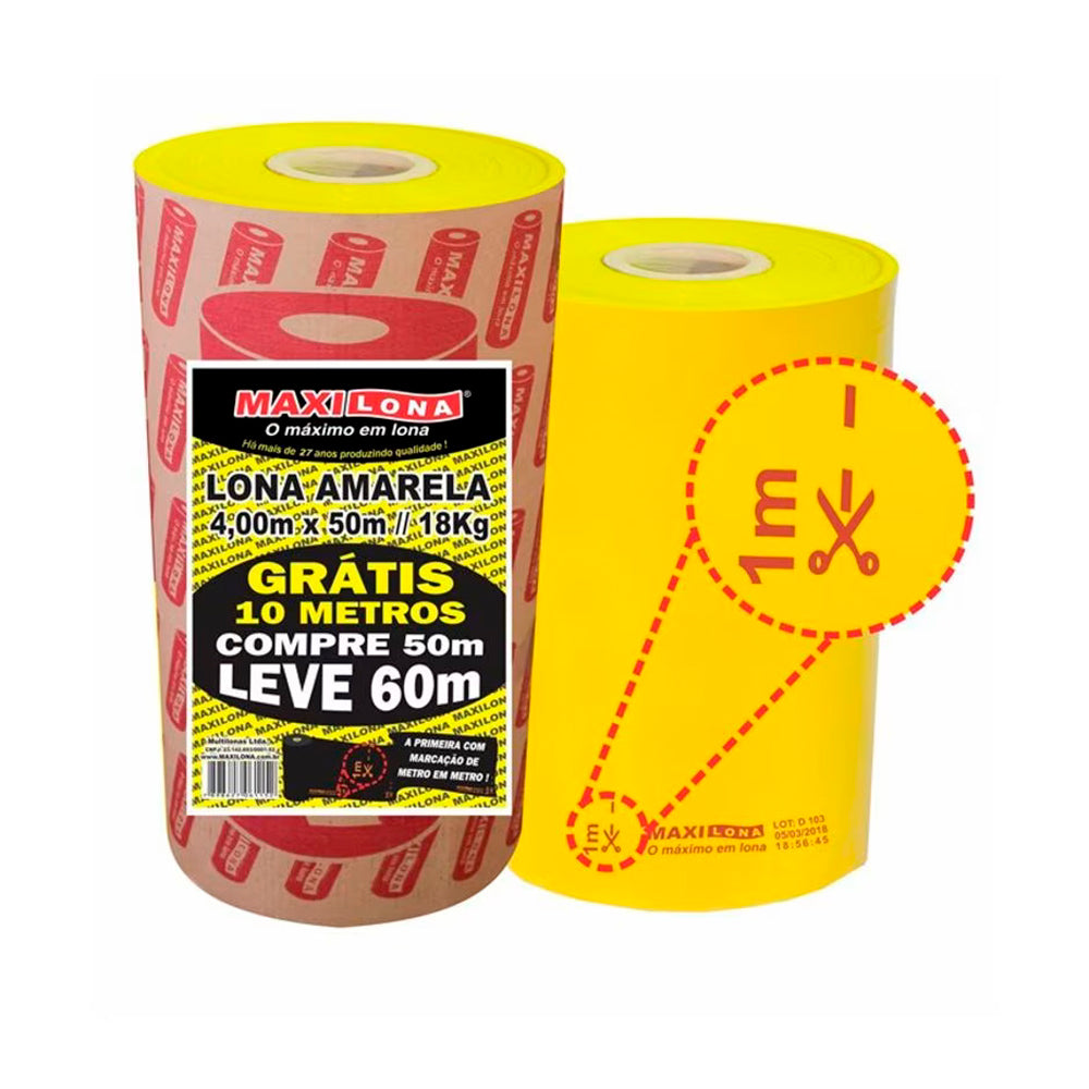 LONA AMARELA 4X50MT 18KG 120 MICRAS MAXLONA