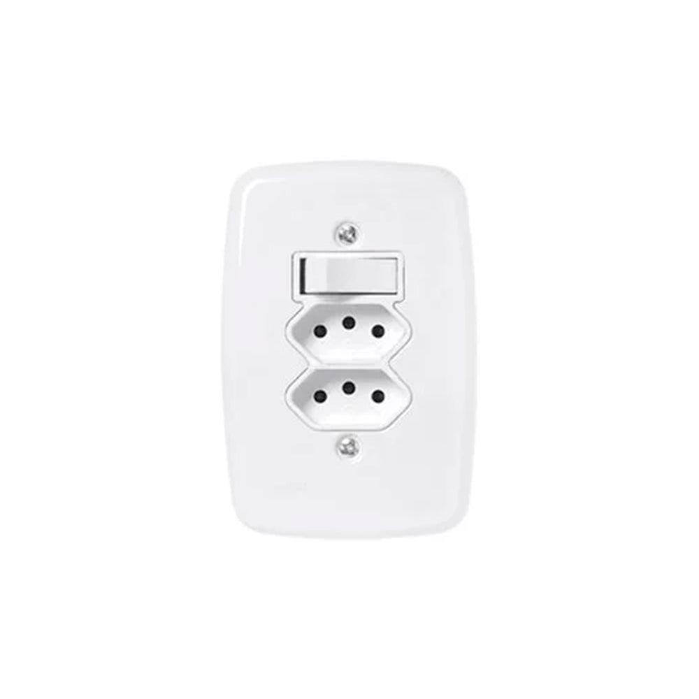 TOMADA DUPLA IDEALE 2P+T 10A/250W C/ PLACA BRANCA PLUZIE