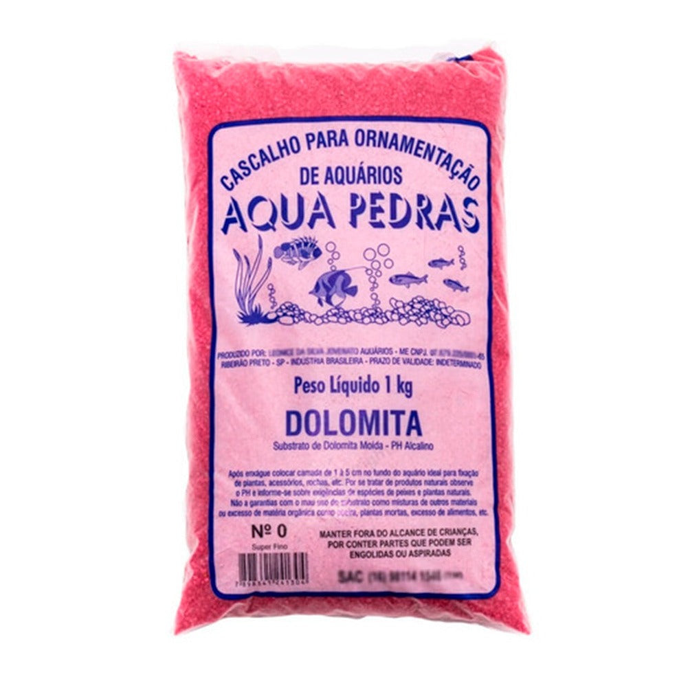 AREIA ORNAMENTAL P/ AQUARIOS AQUA PEDRAS DOLOMITA Nº 0 ROSA 1 KG