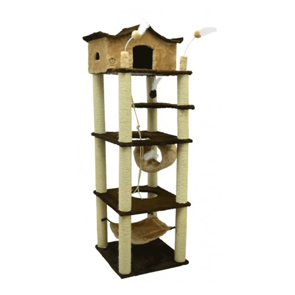 ARRANHADOR CASTELO EM PELUCIA E SISAL 60X60X197 CM