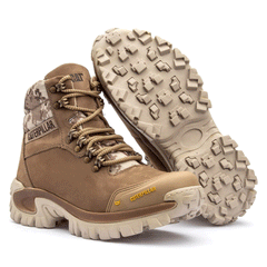 BOTA CAT NOBUCK CREME C/ DETALHE CAMUFLADO REF 2064 CATERPILLAR N45