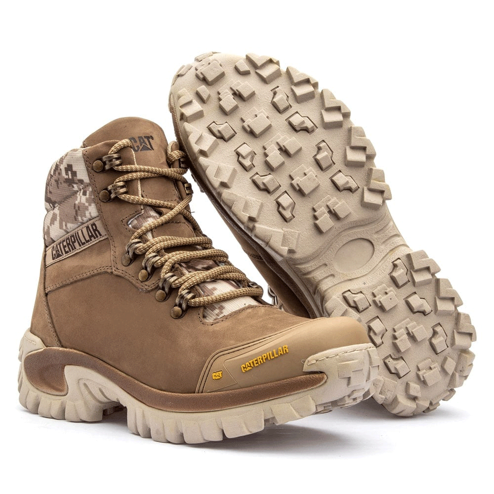 BOTA CAT NOBUCK CREME C/ DETALHE CAMUFLADO REF 2064 CATERPILLAR N43