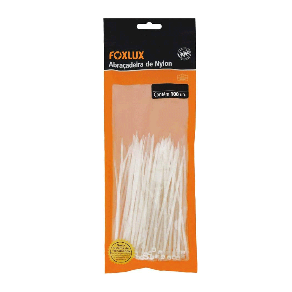 ABRACADEIRA NYLON 100MM X 2,5 BRANCA FOXLUX