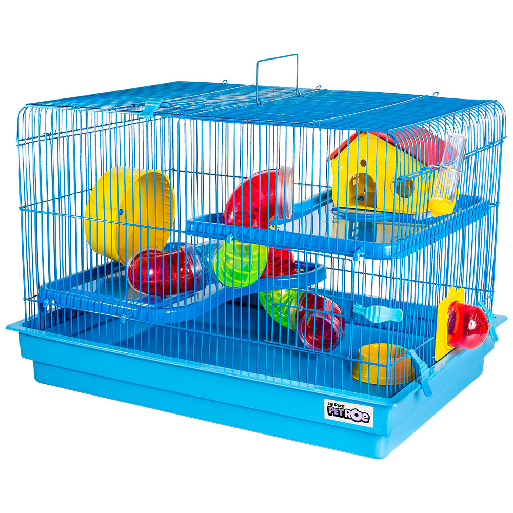 GAIOLA HAMSTER BIG SPACE AZUL C/ TUBO 38X55X38